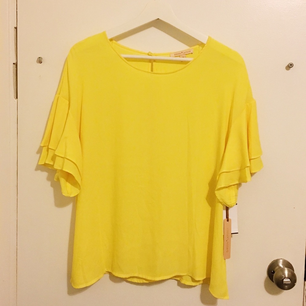 NWT Gibson Latimer Yellow Blouse